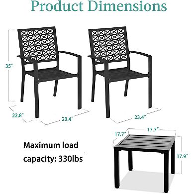 3 Piece Patio Bistro Set, Outdoor Patio Furniture Set with Coffee Table, Conversation Sets