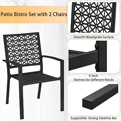 3 Piece Patio Bistro Set, Outdoor Patio Furniture Set with Coffee Table, Conversation Sets