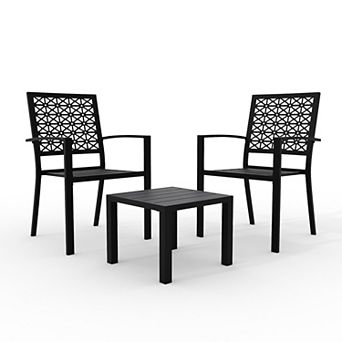 3 pc Patio Bistro Set, Outdoor Patio Furniture Set with Coffee Table, Conversation Sets