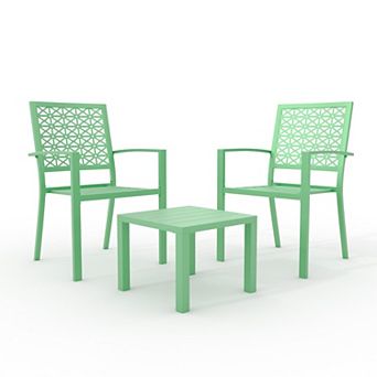 3 pc Patio Bistro Set, Outdoor Patio Furniture Set with Coffee Table, Conversation Sets