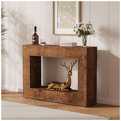 47Inch Long Console Table for Entryway, Farmhouse Narrow Sofa Table Behind The Couch with Storage