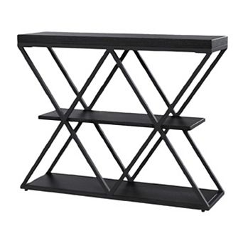 3 tier Entryway Table, Industrial Console Sofa Table w/Storage, Accent Table w/Open Shelves