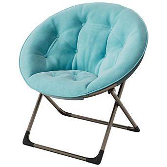 Comfy Chair Faux Fur Lounge Moon Chair with Folding Metal Frame, Oversized Plush Flower Accent Seat