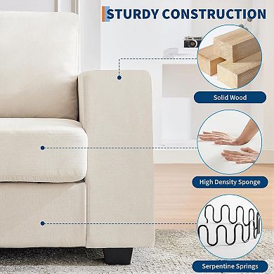 70" Loveseat Sofa, Cloud Couch with USB/Type-C Ports, Removable Covers, Solid Wood