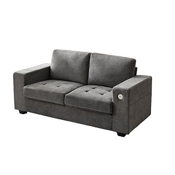 70" Loveseat Sofa, Cloud Couch with USB/Type-C Ports, Removable Covers, Solid Wood