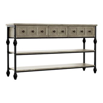 Console Sofa Table 53“,Entryway Table w/3 Drawers, 3 tier Sofa Table,Open Shelf Behind Couch Table