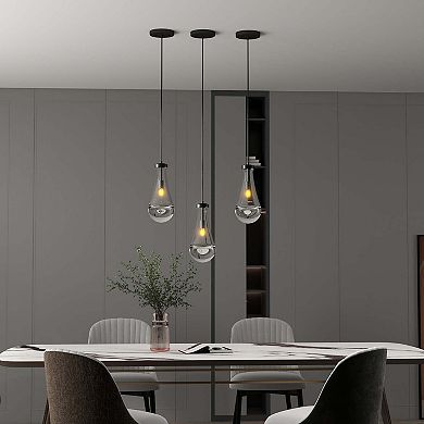 Modern Raindrop Glass Pendant Light with Thickened Metal for Kitchen Island and Dining Room