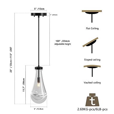 Modern Raindrop Glass Pendant Light with Thickened Metal for Kitchen Island and Dining Room