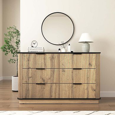 Modern Six Drawer MDF Storage Cabinet with Rounded Corners