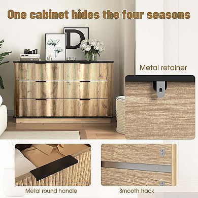 Modern Six Drawer MDF Storage Cabinet with Rounded Corners