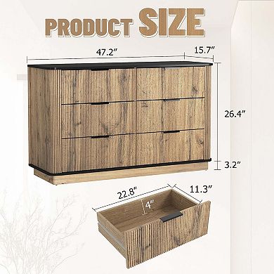 Modern Six Drawer MDF Storage Cabinet with Rounded Corners