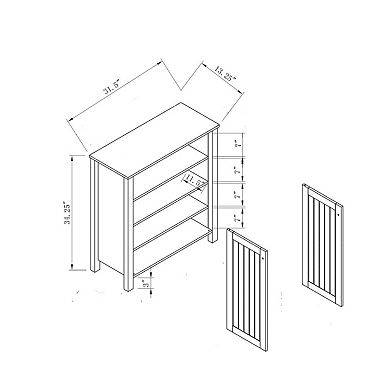 Two Door Slat Style Shoe Storage Cabinet with Four Shelves Dark Taupe