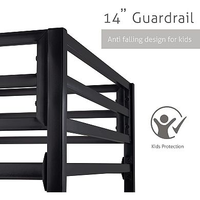 Heavy Duty Twin Over Full Metal Bunk Bed with Guardrail No Box Spring for Adults Dorm Guest Room