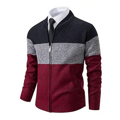 Men's Color Block Full Zip Cardigan