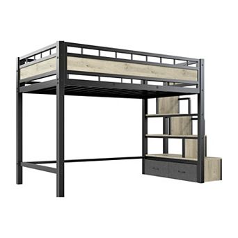 Heavy Duty Twin Over Full Metal Bunk Bed with Guardrail No Box Spring for Adults Dorm Guest Room