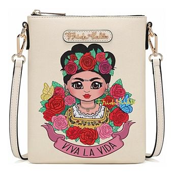 Frida Kahlo Messenger Bag Iconic Art-Inspired Crossbody Bag with 'Viva La Vida' Message FA408