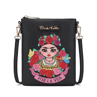 Frida Kahlo Messenger Bag Iconic Art-Inspired Crossbody Bag with 'Viva La Vida' Message FA408