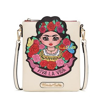 Frida Kahlo Messenger Bag Iconic Art-Inspired Crossbody Bag with 'Viva La Vida' Message