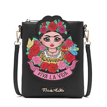 Frida Kahlo Messenger Bag Iconic Art-Inspired Crossbody Bag with 'Viva La Vida' Message
