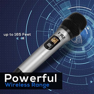 Pyle UHF Wireless Handheld Microphone System with Receiver Adapter PDWMU105 - Dynamic, Portable