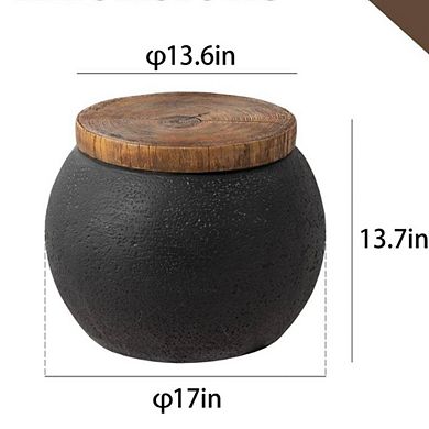 Wood Top Outdoor Side Table