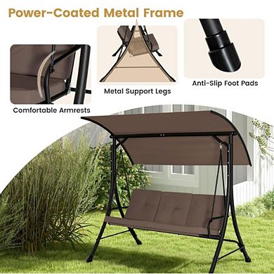 Metal Frame Patio Swing With Armrest