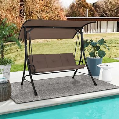 Metal Frame Patio Swing With Armrest
