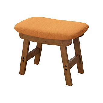 Orange Walnut Wood Soft Footrest Ottoman