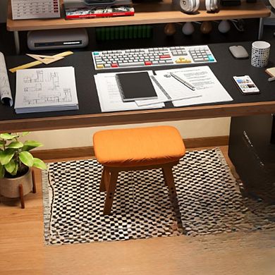 Orange Walnut Wood Soft Footrest Ottoman
