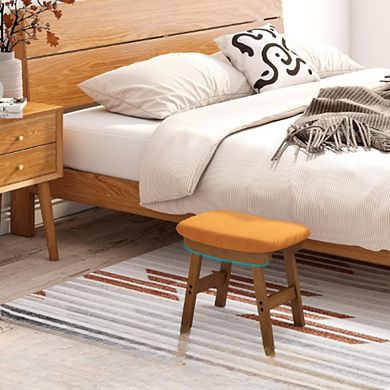 Orange Walnut Wood Soft Footrest Ottoman