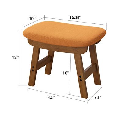 Orange Walnut Wood Soft Footrest Ottoman