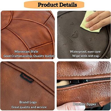 Round Leather Foot Stool Outdoor Ottoman