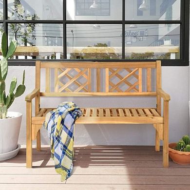 Foldable Acacia Wood Garden Bench