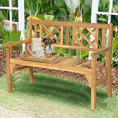 Foldable Acacia Wood Garden Bench