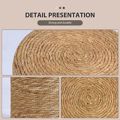 Boho Seagrass Braided Pouf Outdoor Ottoman