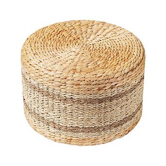 Round Pouf Hand-Woven Rattan Ottoman