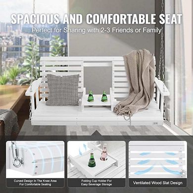 Heavy-Duty Wooden Porch Swing Chair