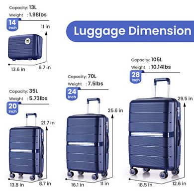 4-Piece Pp Lightweight & Durable Expandable Suitcase