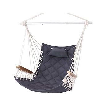 Hanging Swing Chair With Wooden Armrest