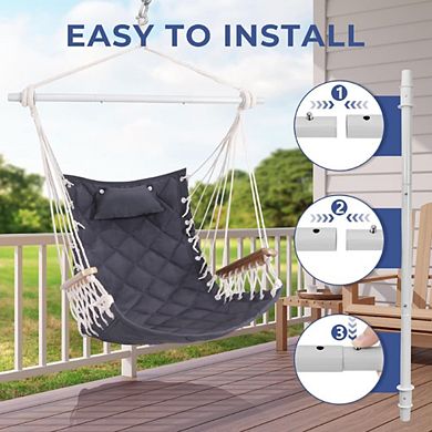 Hanging Swing Chair With Wooden Armrest
