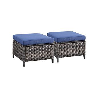 Rattan Wicker Ottoman With Soft Cushion