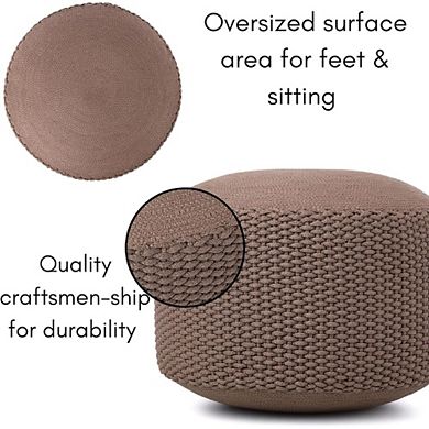 Hand-Woven Cotton Waterproof Outdoor Pouf Ottoman