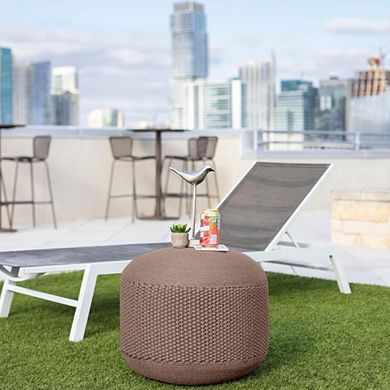 Hand-Woven Cotton Waterproof Outdoor Pouf Ottoman