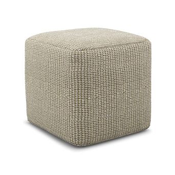 Boho Square Woven Outdoor Recycled Ottoman