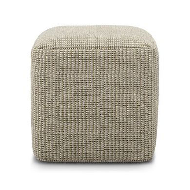 Boho Square Woven Outdoor Recycled Ottoman