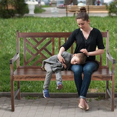 Outdoor Bench With Backrest And Armrest