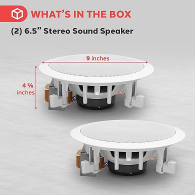 6.5” 70v Ceiling Speakers-Pair of 2-Way Woofer, 65Hz-22kHz Frequency Response & 250 Watts Peak,White