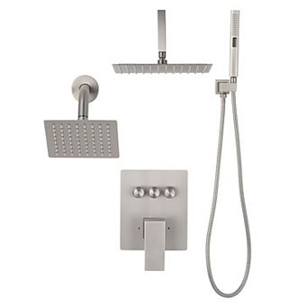 3-Function Shower System with Handheld, Side Shower, and Air-Mixed Rainfall Head
