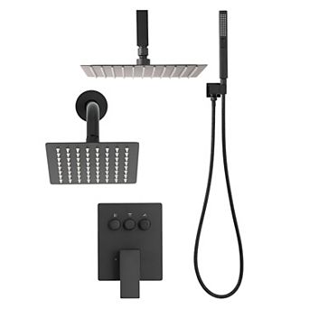 3-Function Shower System with Handheld, Side Shower, and Air-Mixed Rainfall Head