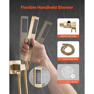 Rain Shower Head and Handheld Shower System with Mixing Valve